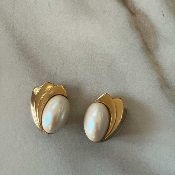 Vintage Givenchy Faux Pearl Earrings - Picture 2 of 6